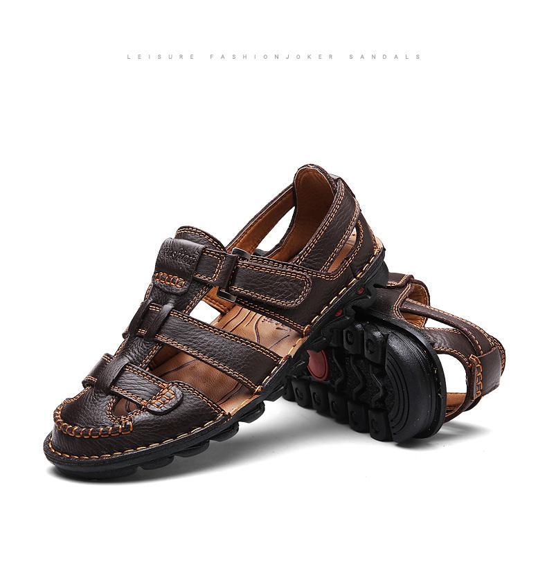 [Copy]High quality cow leather sandals summer outdoor handmade men sandals fashion comfortable men beach leather shoes