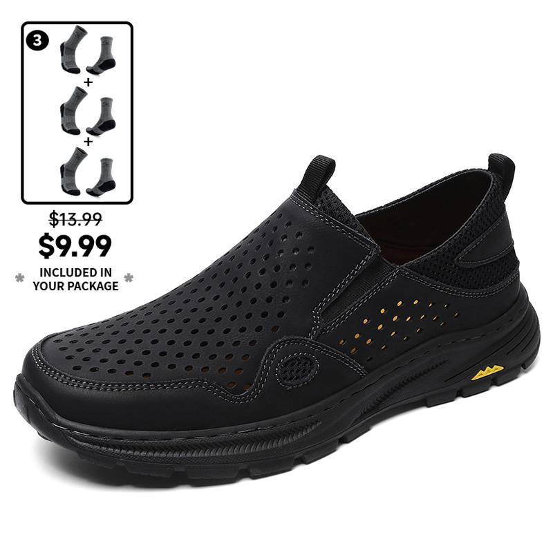 (⏰Limited Time Sale 70% OFF) Men's Orthopedic Leather Loafers - Comfortable Orthopedic Wide Toe Arch Support - Quick Dry Breathable Cushioning Non-slip and Puncture Resistant