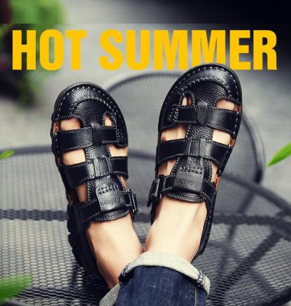 [Copy]High quality cow leather sandals summer outdoor handmade men sandals fashion comfortable men beach leather shoes