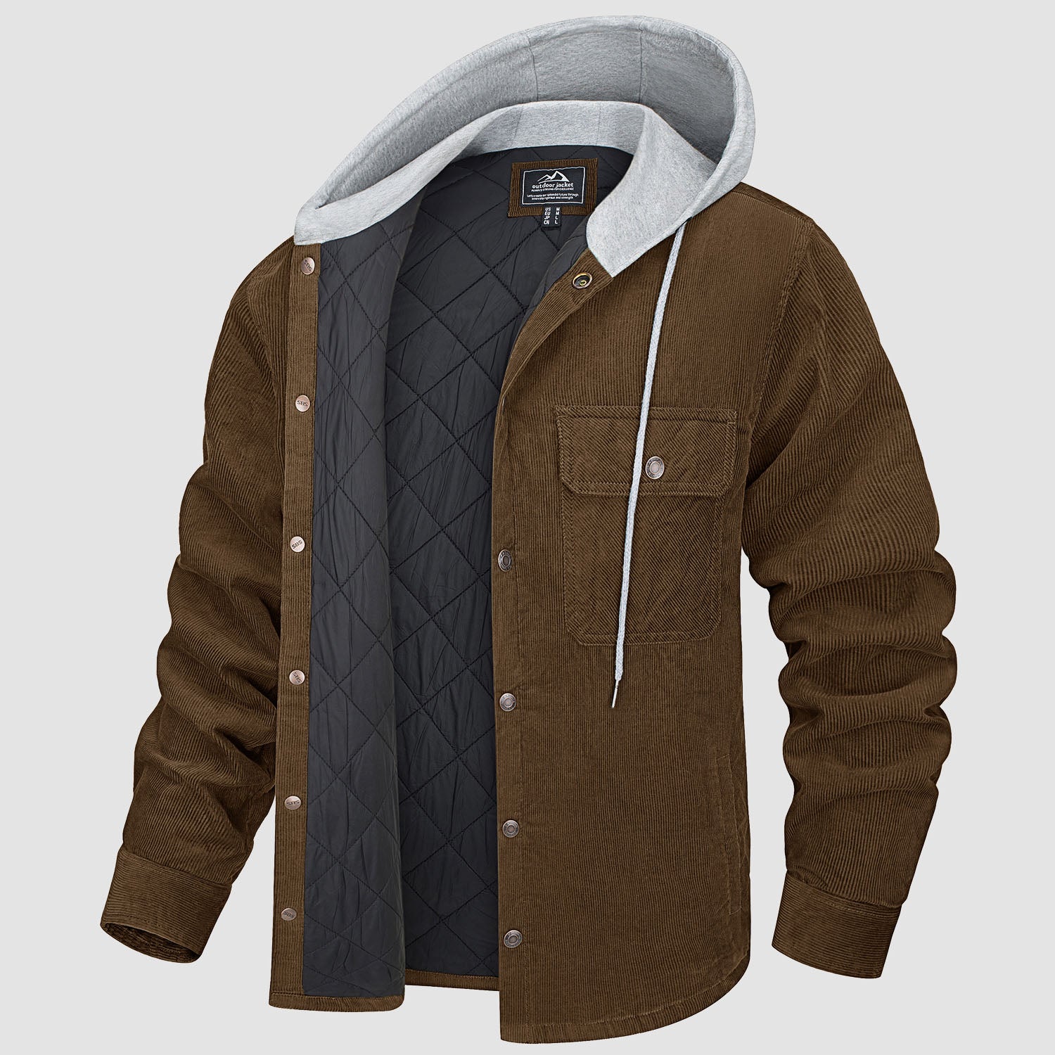 Men's Lightweight Hooded Corduroy Jacket for Casual Fall Wear