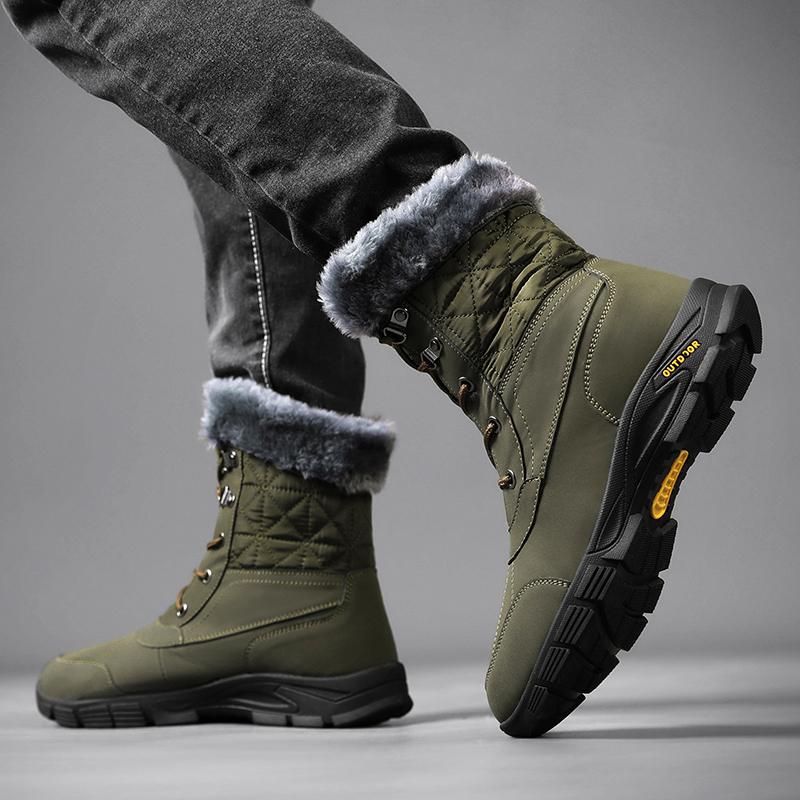 Dallader Men's Winter Warm Snow Boots Waterproof Non-Slip Hiking Boots