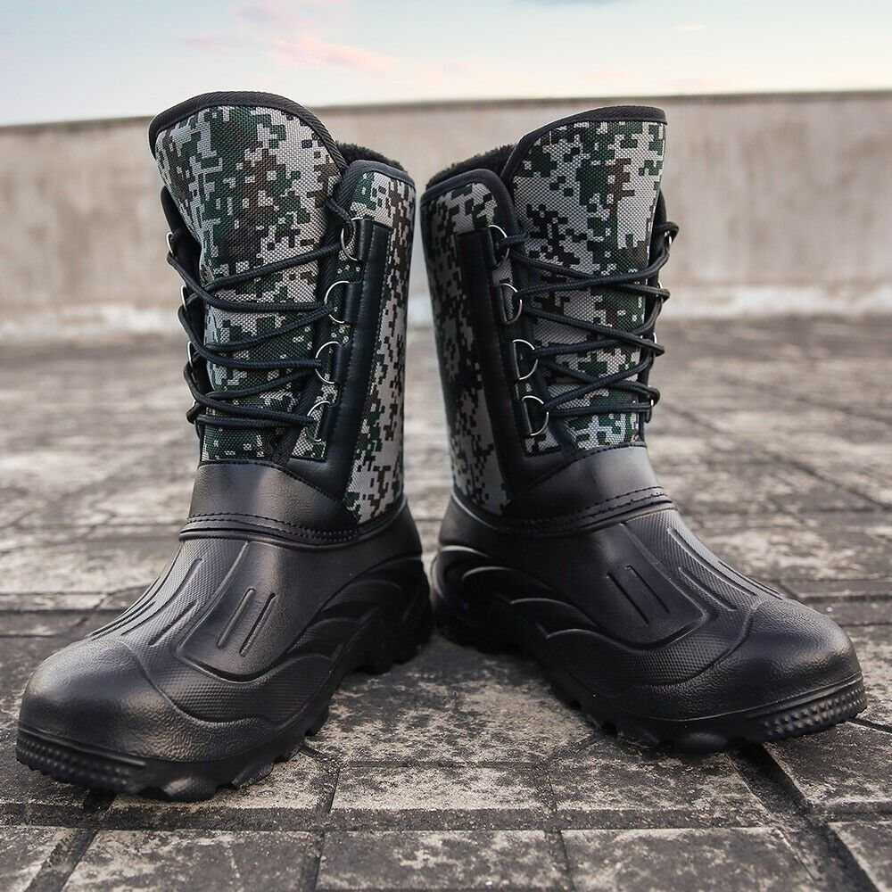 Men's Warm Winter Boots Waterproof Non-Slip Fishing Boots Work Boots (Insulation Rating: -40°F)