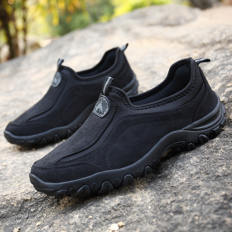 50% OFF!!!🛒Men's Cushioned Corrective Hiking Shoes, Waterproof Wide Toe Slip-On Sneakers with Arch Support, Anti-Slip & Anti-Puncture