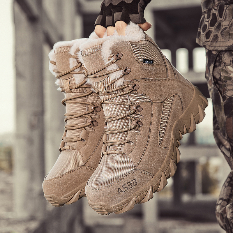 Men's Waterproof Non-Slip Warm Snow Combat Boots Safety Work Boots (Regular Style & Insulated Style)