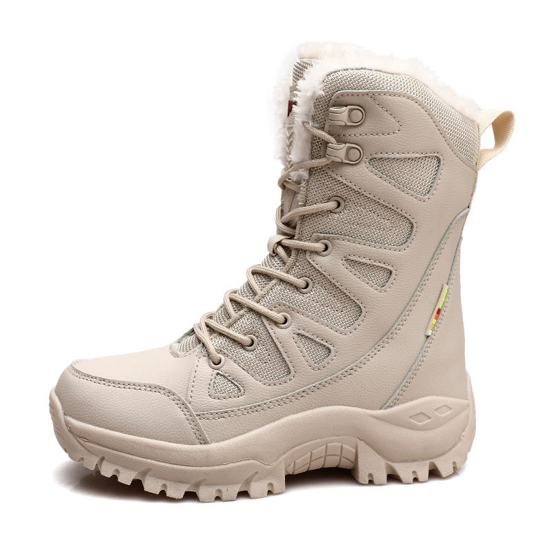 Women's Fashion Comfortable Waterproof Warm Fleece Snow Combat Boots