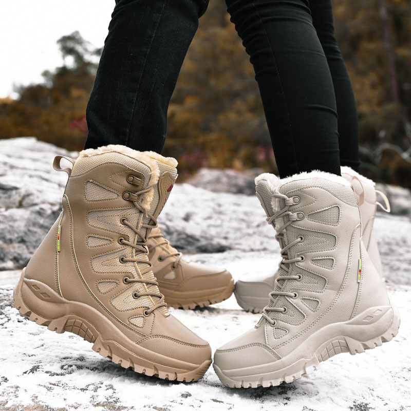 Women's Fashion Comfortable Waterproof Warm Fleece Snow Combat Boots