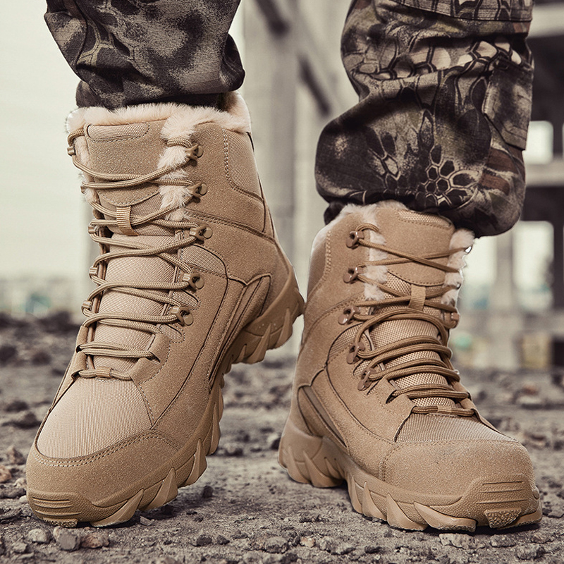 Men's Waterproof Non-Slip Warm Snow Combat Boots Safety Work Boots (Regular Style & Insulated Style)