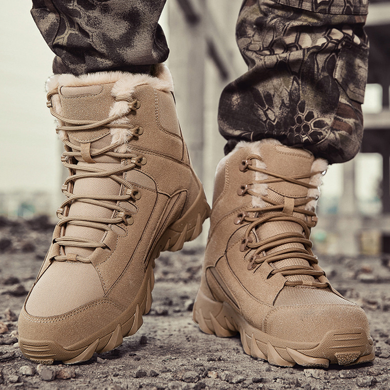 Men's Waterproof Non-Slip Warm Snow Combat Boots Safety Work Boots (Regular Style & Insulated Style)