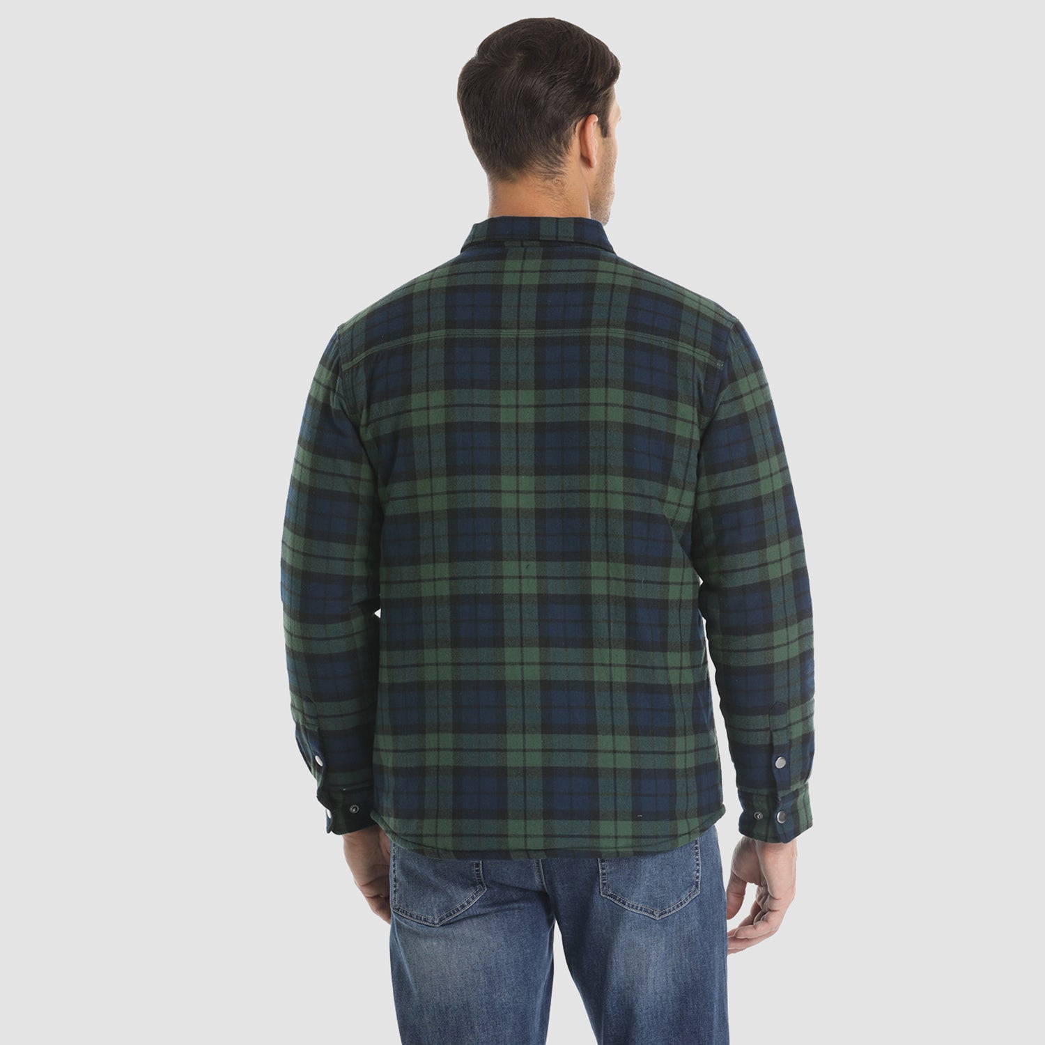 Men's Winter Padded Jacket - Warm Quilted Flannel Shirt Jacket with 5 Pockets for Outdoor and Casual Use