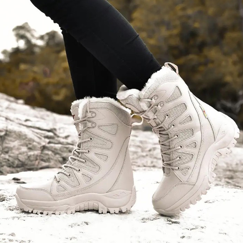Women's Fashion Comfortable Waterproof Warm Fleece Snow Combat Boots