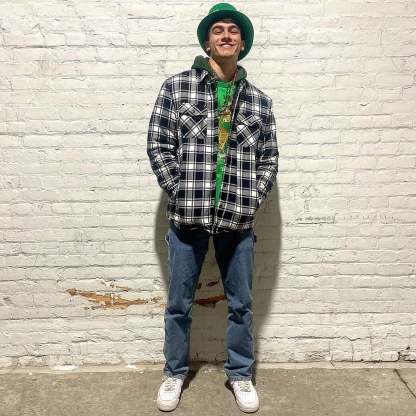 Men's Winter Padded Jacket - Warm Quilted Flannel Shirt Jacket with 5 Pockets for Outdoor and Casual Use