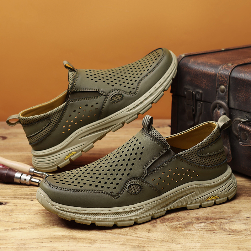 (⏰Limited Time Sale 70% OFF) Men's Orthopedic Leather Loafers - Comfortable Orthopedic Wide Toe Arch Support - Quick Dry Breathable Cushioning Non-slip and Puncture Resistant