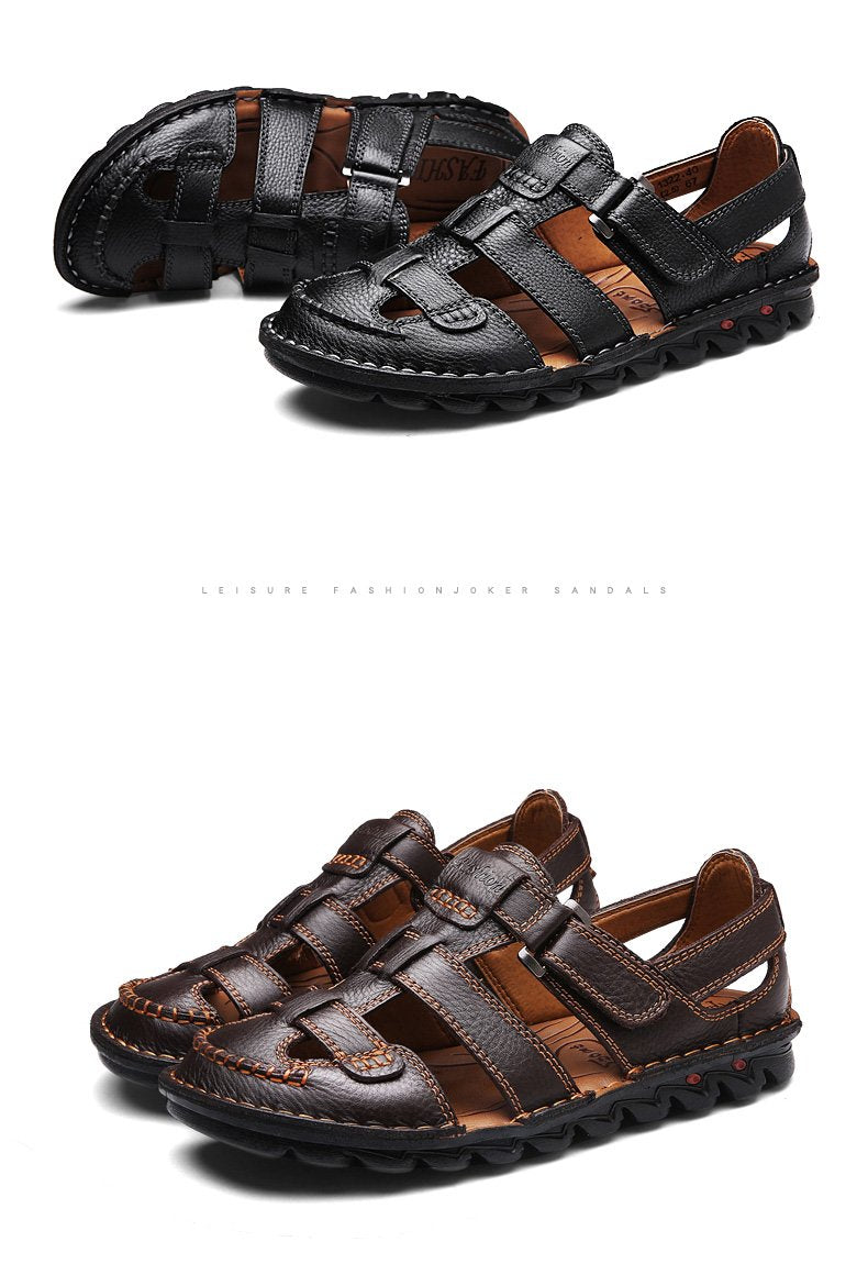 [Copy]High quality cow leather sandals summer outdoor handmade men sandals fashion comfortable men beach leather shoes