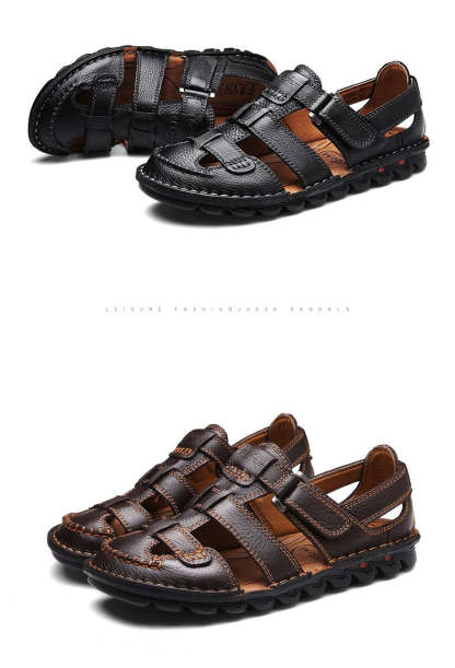 [Copy]High quality cow leather sandals summer outdoor handmade men sandals fashion comfortable men beach leather shoes