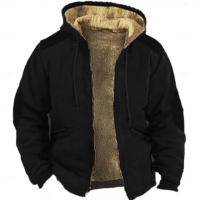 Men's Zip Up Hoodie Full Zip Hoodie Fuzzy Sherpa Fleece Jacket