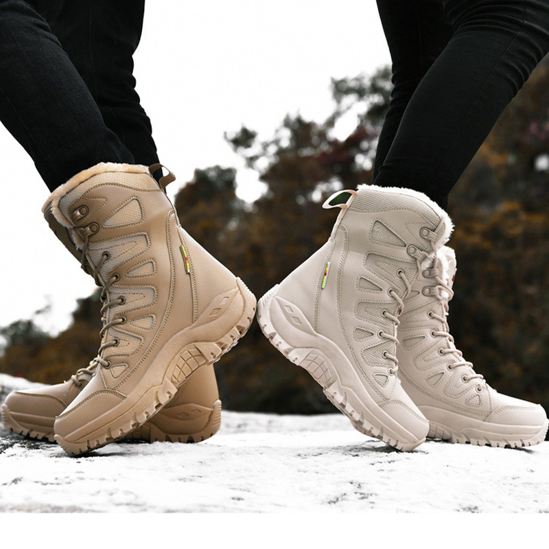 Women's Fashion Comfortable Waterproof Warm Fleece Snow Combat Boots