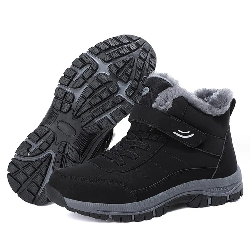 Men's Slip Resistant Snow Boots, Winter Thermal Shoes, Windproof Hiking Boots With Fuzzy Lining