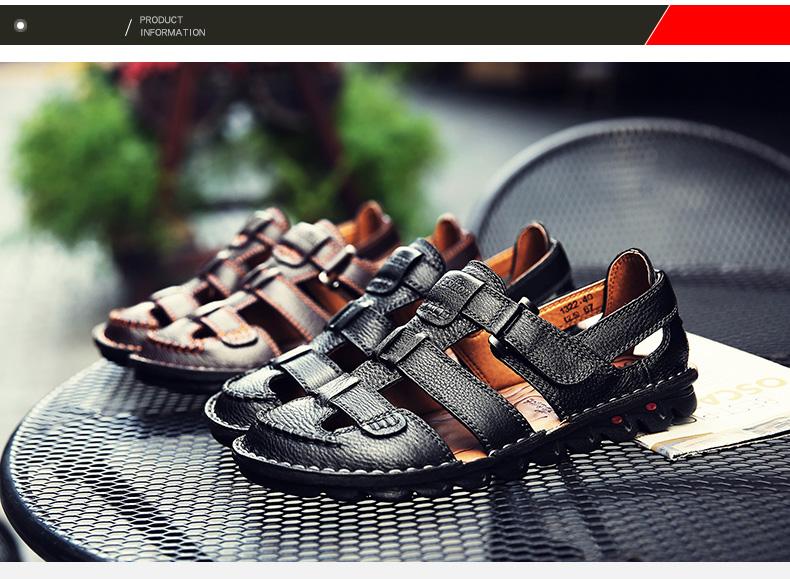 [Copy]High quality cow leather sandals summer outdoor handmade men sandals fashion comfortable men beach leather shoes