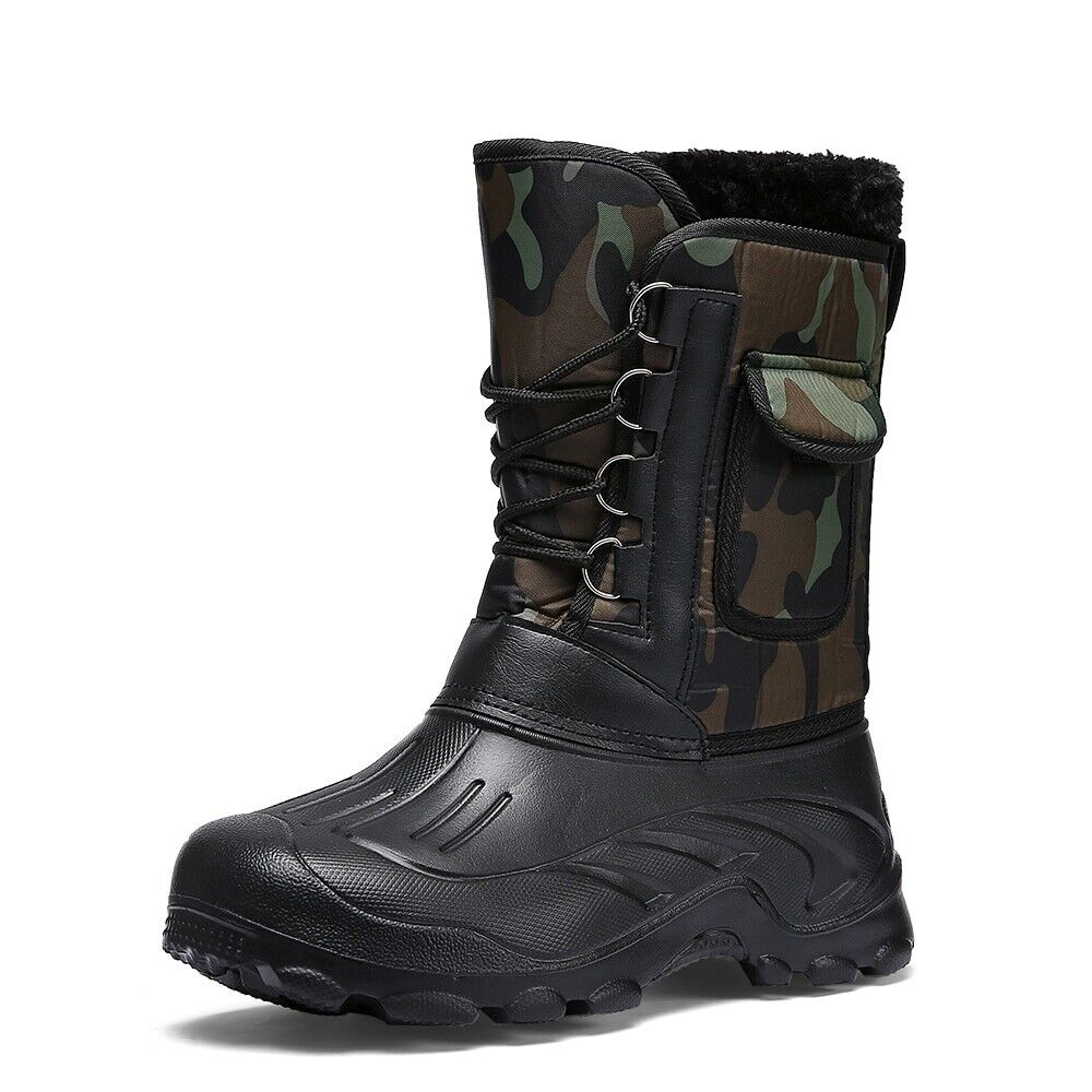 Men's Warm Winter Boots Waterproof Non-Slip Fishing Boots Work Boots (Insulation Rating: -40°F)