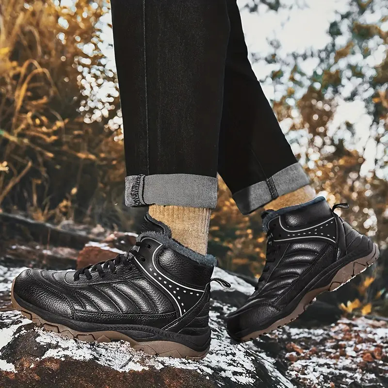 (🔥Advanced Material) Men's Waterproof and Windproof Warm Shoes Hiking Boots Snow Boots