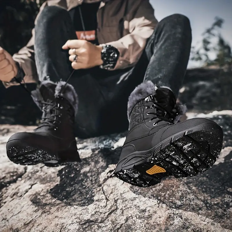 Dallader Men's Winter Warm Snow Boots Waterproof Non-Slip Hiking Boots