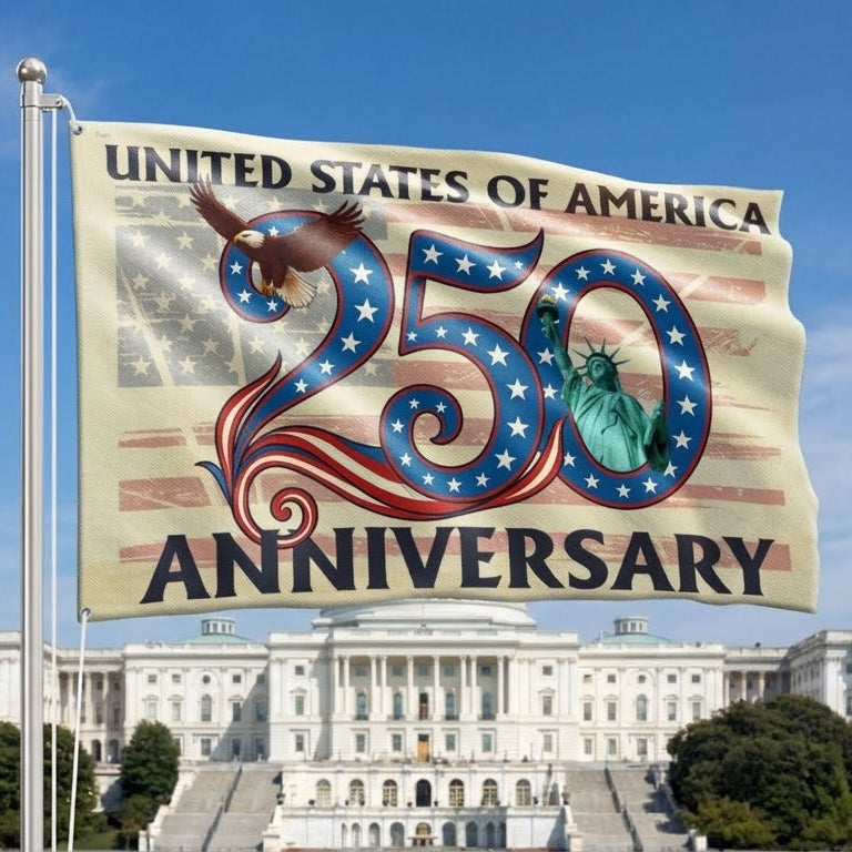 Patriotic 250th Anniversary Grommet Flag 1776 2026 United States of America Semiquincentennial