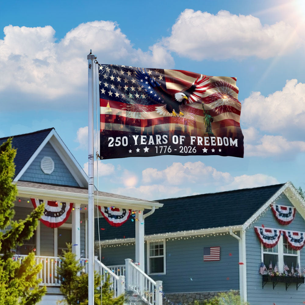 250th Anniversary American Flag, Patriotic Eagle Freedom 1776 2026 Grommet Flag