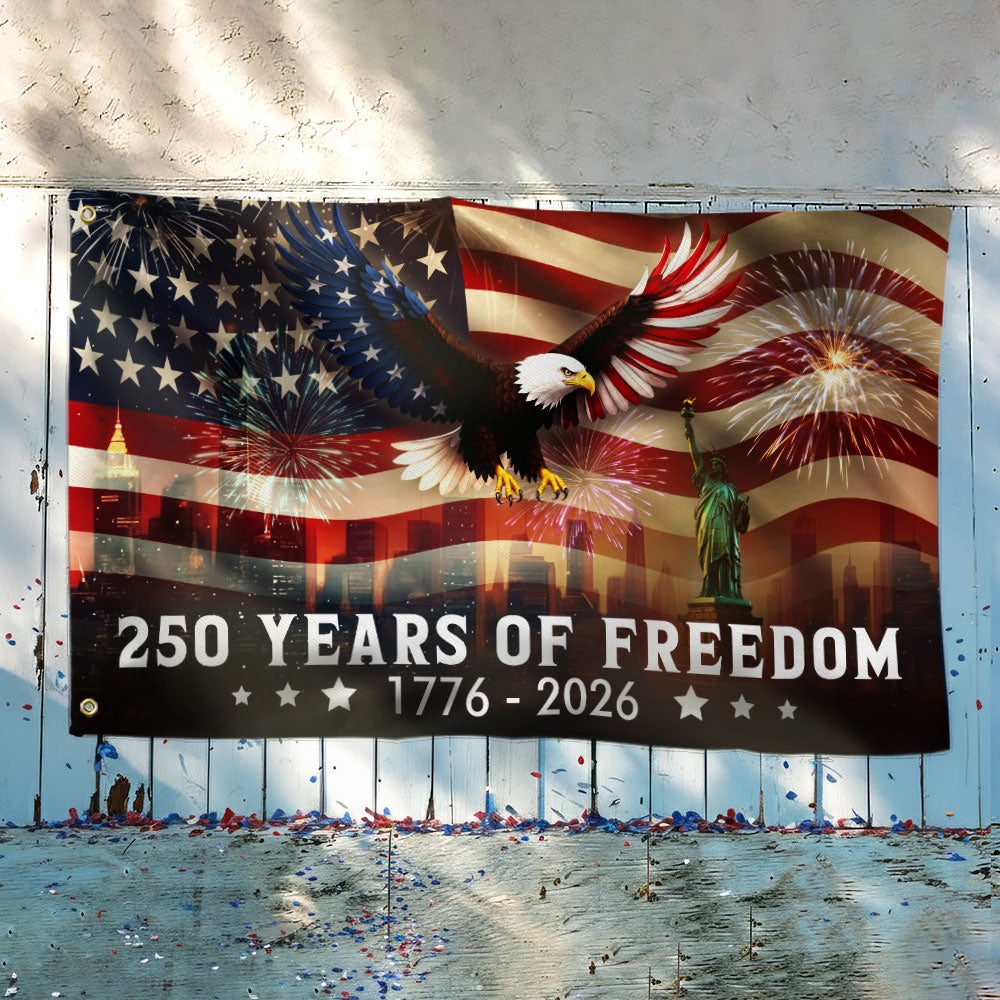 250th Anniversary American Flag, Patriotic Eagle Freedom 1776 2026 Grommet Flag