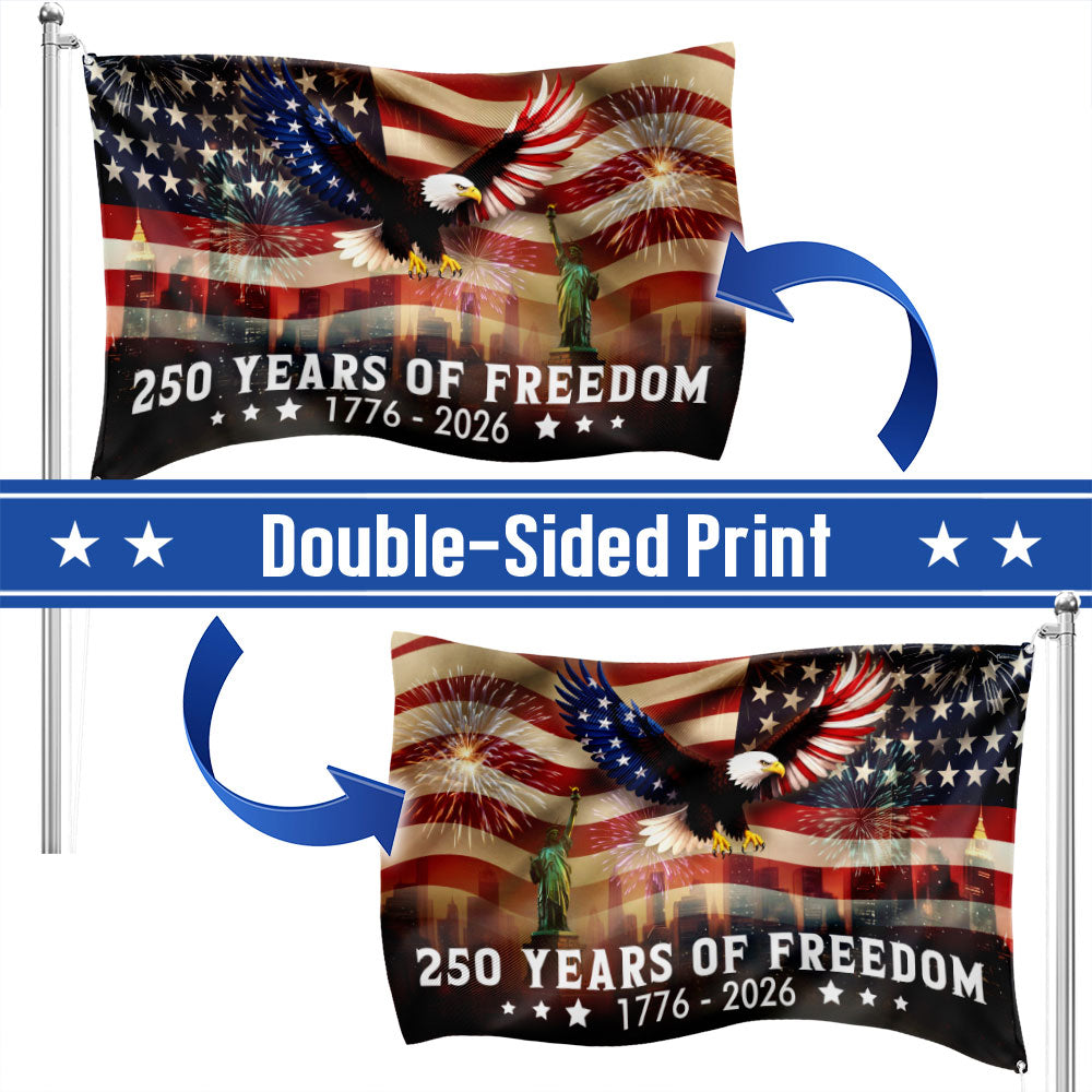 250th Anniversary American Flag, Patriotic Eagle Freedom 1776 2026 Grommet Flag
