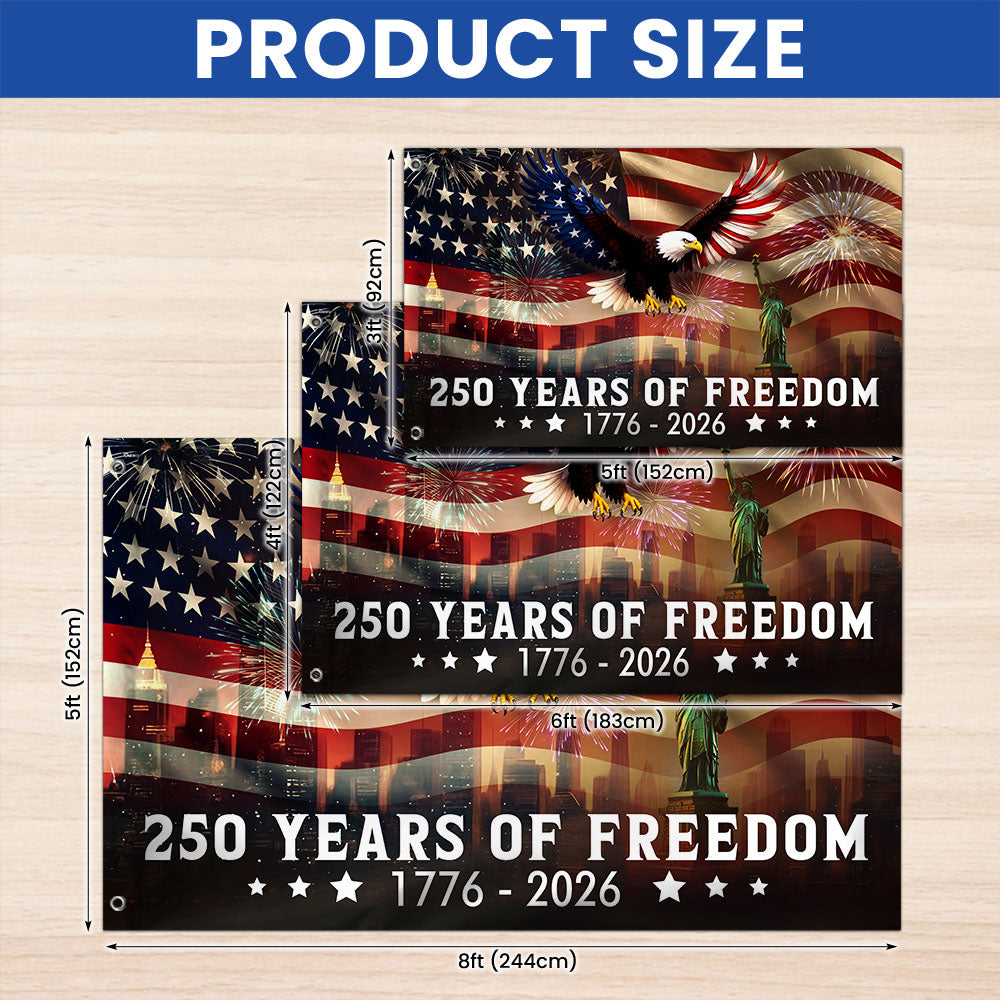 250th Anniversary American Flag, Patriotic Eagle Freedom 1776 2026 Grommet Flag