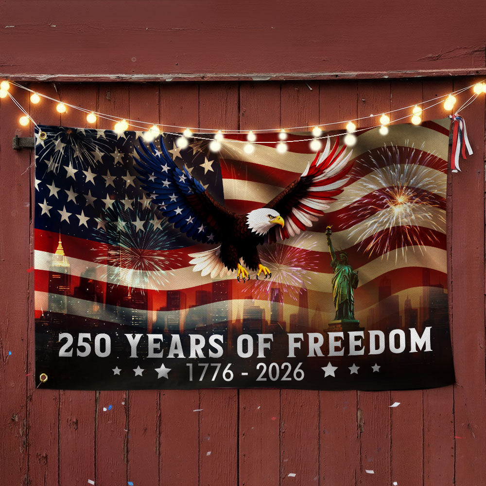 250th Anniversary American Flag, Patriotic Eagle Freedom 1776 2026 Grommet Flag