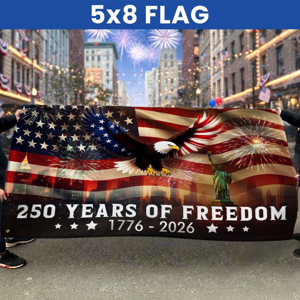 250th Anniversary American Flag, Patriotic Eagle Freedom 1776 2026 Grommet Flag