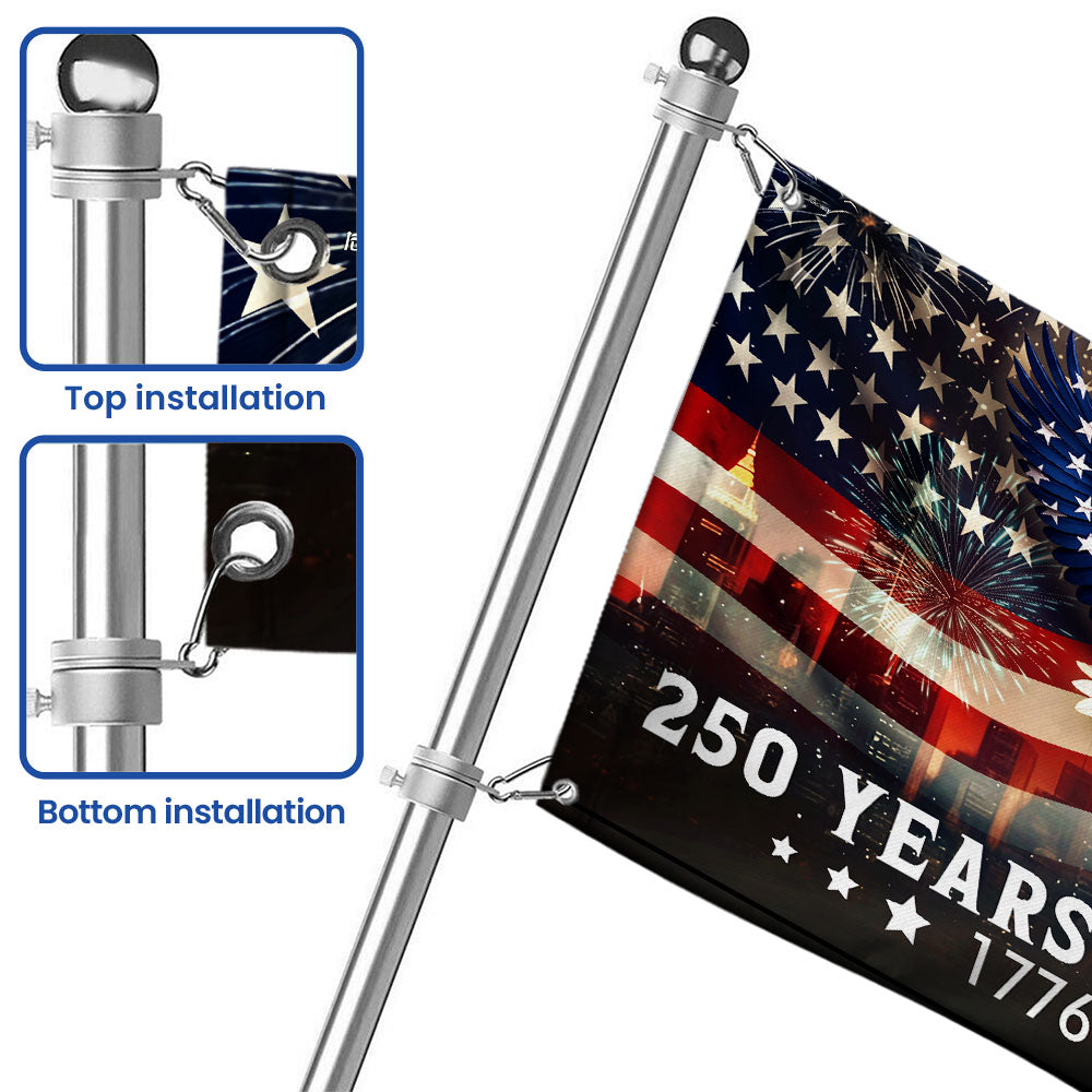 250th Anniversary American Flag, Patriotic Eagle Freedom 1776 2026 Grommet Flag