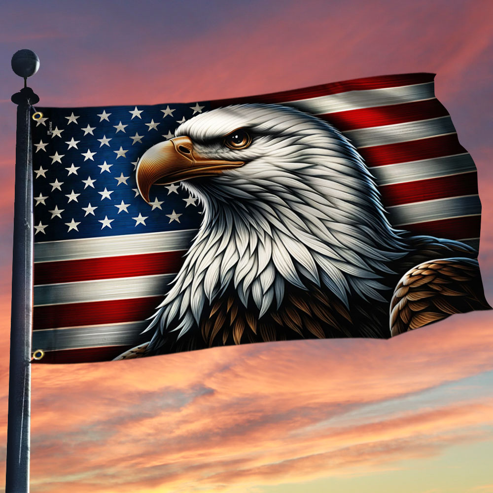 Patriotic Eagle American Grommet Flag