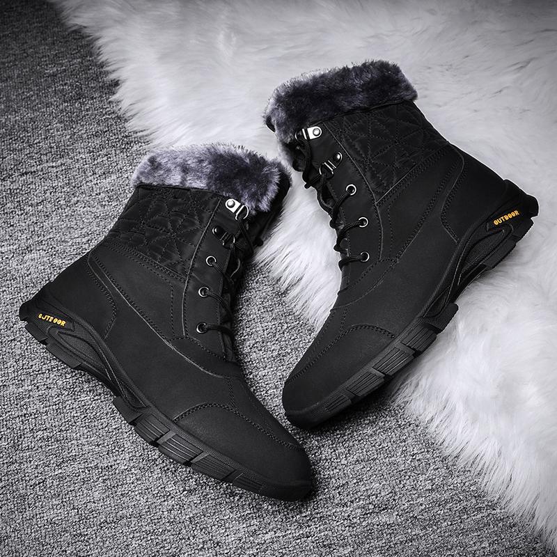 Dallader Men's Winter Warm Snow Boots Waterproof Non-Slip Hiking Boots