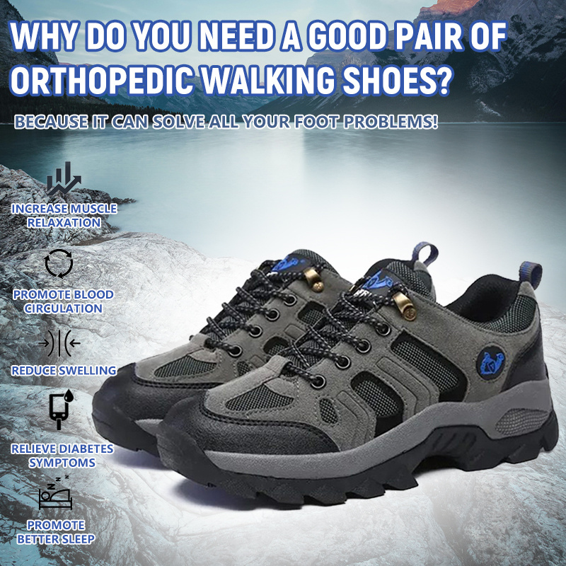 (Cleveland Clinic Recommended) Men's Genuine Leather Comfort Orthopedic Walking Shoes