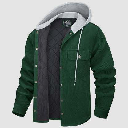 Men's Lightweight Hooded Corduroy Jacket for Casual Fall Wear