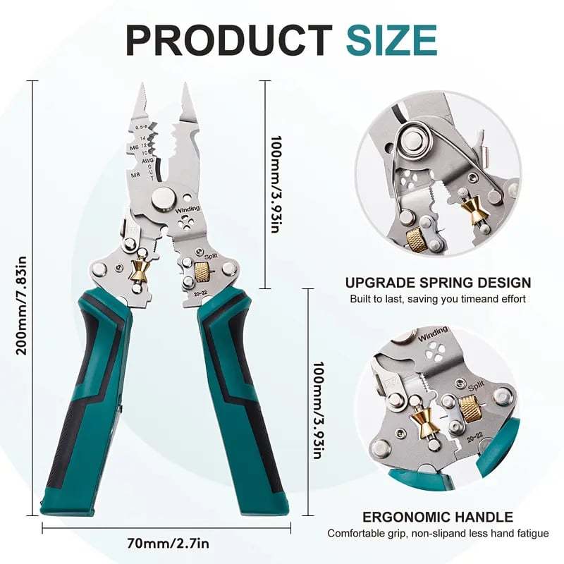 16 in 1 Wire Stripper Twister for Cutting and Pulling Wires,Cable Scissors,Voltage Tester Pliers, 12V to 250V Live,Null,Hot Wire Judgment AC DC, Audible and Flashing LED Alarms