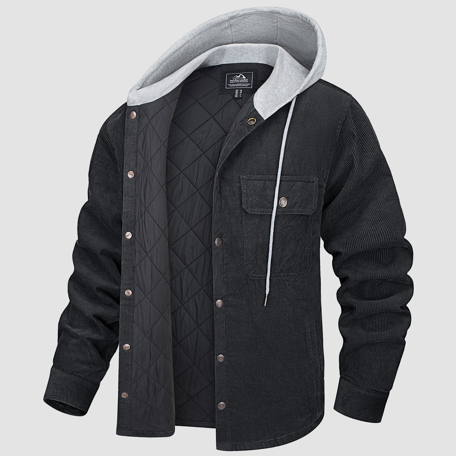 Men's Lightweight Hooded Corduroy Jacket for Casual Fall Wear