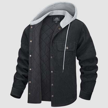 Men's Lightweight Hooded Corduroy Jacket for Casual Fall Wear
