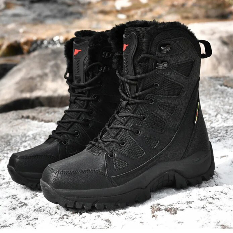 Women's Fashion Comfortable Waterproof Warm Fleece Snow Combat Boots