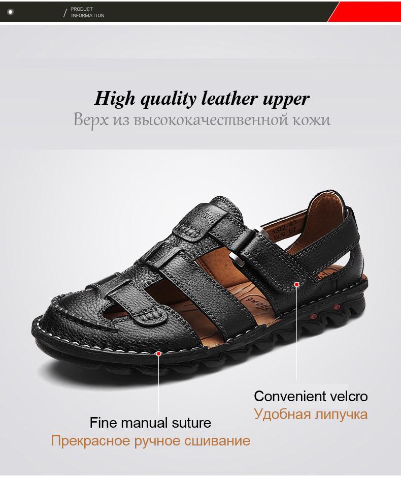 [Copy]High quality cow leather sandals summer outdoor handmade men sandals fashion comfortable men beach leather shoes