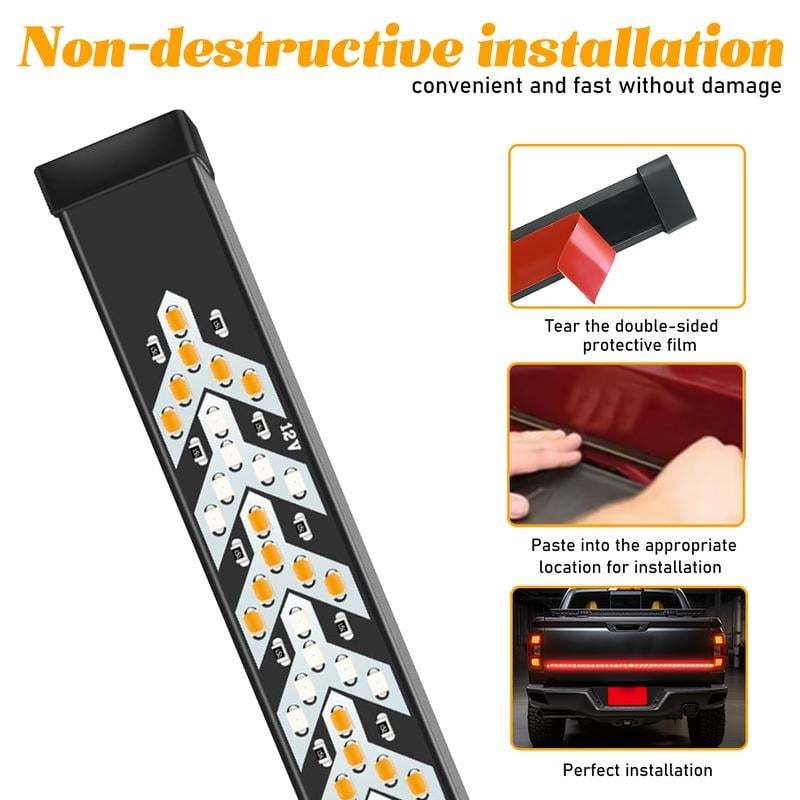 60-Inch LED Tailgate Light Bar Strip | Triple Row Truck Brake Turn Signal Reverse Lights