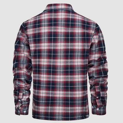 Men's Flannel Shirt Jacket - Fleece Lined Cotton Winter Coat