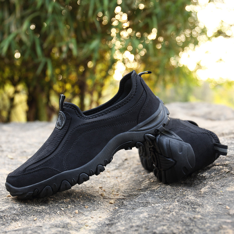 50% OFF!!!🛒Men's Cushioned Corrective Hiking Shoes, Waterproof Wide Toe Slip-On Sneakers with Arch Support, Anti-Slip & Anti-Puncture