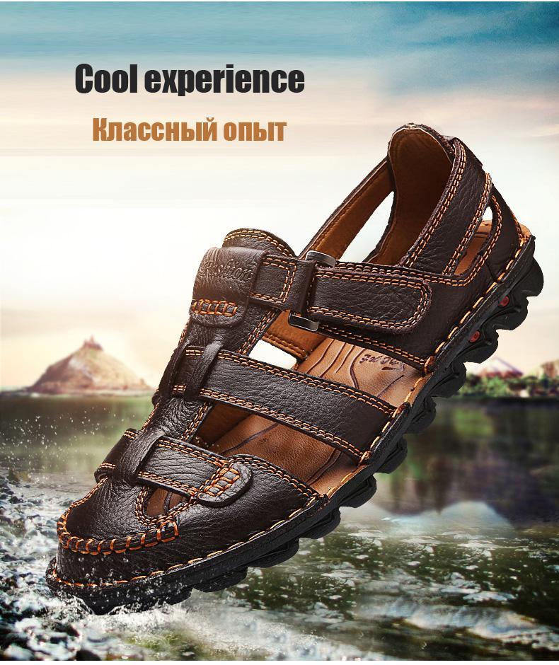 [Copy]High quality cow leather sandals summer outdoor handmade men sandals fashion comfortable men beach leather shoes