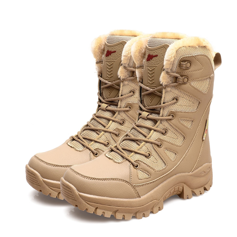 Women's Fashion Comfortable Waterproof Warm Fleece Snow Combat Boots
