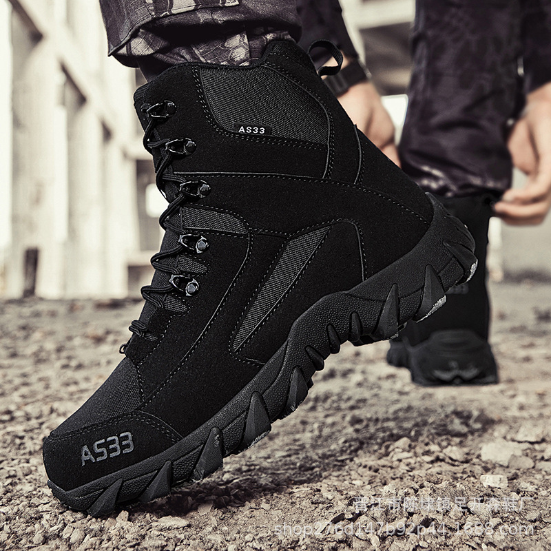 Men's Waterproof Non-Slip Warm Snow Combat Boots Safety Work Boots (Regular Style & Insulated Style)
