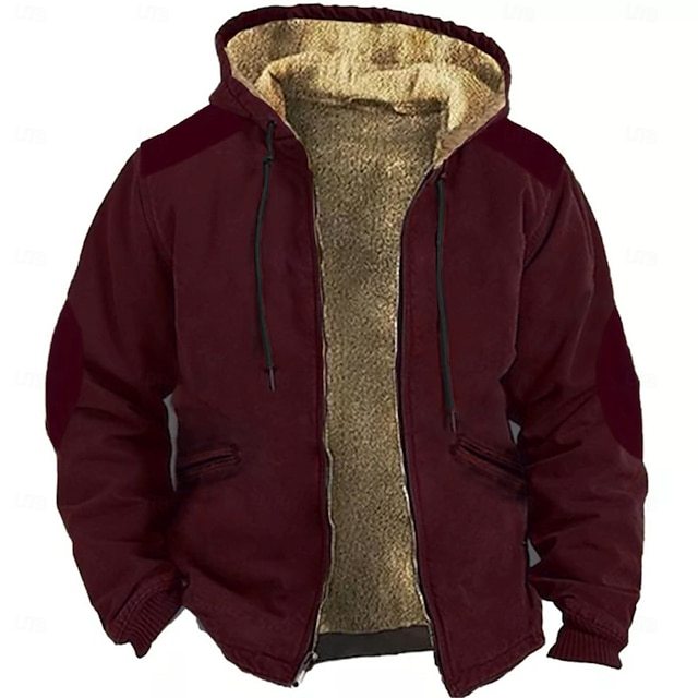 Men's Zip Up Hoodie Full Zip Hoodie Fuzzy Sherpa Fleece Jacket