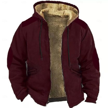 Men's Zip Up Hoodie Full Zip Hoodie Fuzzy Sherpa Fleece Jacket